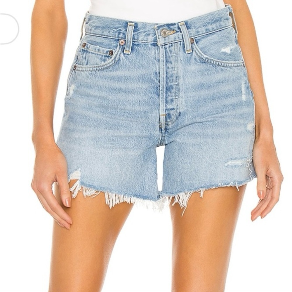 Agolde Blue High-Waisted Jean Shorts